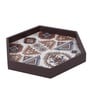 Folk Ornament  Hexagon   Brown MDF Multipurpose Serving Tray