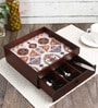 Folk Ornament Brown MDF Wood Cutlery Holder