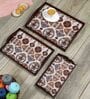 Folk Ornament Brown Teak Wood & MDF Serving Tray (Set of 3) Reinvention factory