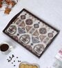 Folk Ornament Brown Teak Wood & MDF Serving Tray Reinvention factory