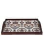 Folk Ornament Brown Teak Wood & MDF Serving Tray Reinvention factory