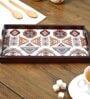 Folk Ornament Brown Teak Wood & MDF Serving Tray Reinvention factory