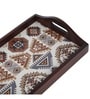 Folk Ornament Brown Teak Wood & MDF Serving Tray Reinvention factory
