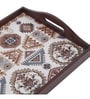 Folk Ornament Brown Teak Wood & MDF Serving Tray Reinvention factory