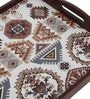 Folk Ornament Brown Teak Wood & MDF Serving Tray Reinvention factory