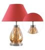 Deigo Maroon Cotton Shade Night Lamp With Metal & Glass Base