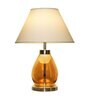 Damien White Cotton Shade Night Lamp With Metal & Glass Base
