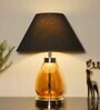 Claude Black Cotton Shade Night Lamp With Metal & Glass Base