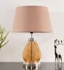 Hubble Beige Cotton Shade Night Lamp With Metal & Glass Base