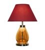 Deigo Maroon Cotton Shade Night Lamp With Metal & Glass Base