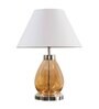 Damien White Cotton Shade Night Lamp With Metal & Glass Base
