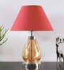 Deigo Maroon Cotton Shade Night Lamp With Metal & Glass Base