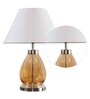 Damien White Cotton Shade Night Lamp With Metal & Glass Base