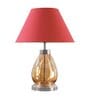 Deigo Maroon Cotton Shade Night Lamp With Metal & Glass Base