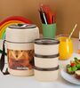 Foody Plus Brown Plastic   Thermoware Lunch Box  ( Set Of  3 Container )