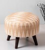 Crest Jacquard Foot Stool In Beige Color