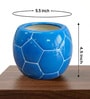 Blue Football Design Ceramic Pot for Indoor & Outdoor Plants