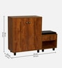FootFit 16-Pairs Shoe Cabinet In Tan Finish With Seating