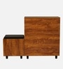FootFit 16-Pairs Shoe Cabinet In Tan Finish With Seating