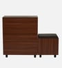 FootFit 16-Pairs Shoe Cabinet In Walnut Finish With Seating