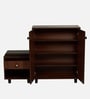 FootFit 16-Pairs Shoe Cabinet In Walnut Finish With Seating