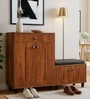 FootFit 20-Pairs Shoe Cabinet In Tan Finish With Seating