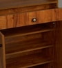 FootFit 20-Pairs Shoe Cabinet In Tan Finish With Seating