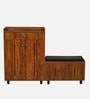 FootFit 20-Pairs Shoe Cabinet In Tan Finish With Seating