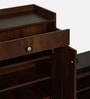 FootFit 20-Pairs Shoe Cabinet In Walnut Finish With Seating