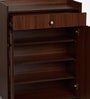 FootFit 20-Pairs Shoe Cabinet In Walnut Finish With Seating