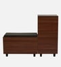 FootFit 20-Pairs Shoe Cabinet In Walnut Finish With Seating