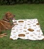 Footprint- Large White & Brown Fabric Dog Blanket