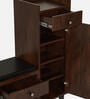 Footsie 12-Pairs Shoe Cabinet In Classic Walnut Finish With Seating