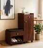 Footsie 12-Pairs Shoe Cabinet In Classic Walnut Finish With Seating