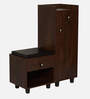 Footsie 12-Pairs Shoe Cabinet In Classic Walnut Finish With Seating