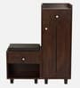 Footsie 12-Pairs Shoe Cabinet In Classic Walnut Finish With Seating
