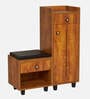 Footsie 12-Pairs Shoe Cabinet In Tan Finish With Seating
