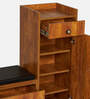 Footsie 12-Pairs Shoe Cabinet In Tan Finish With Seating
