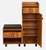 Footsie 12-Pairs Shoe Cabinet In Tan Finish With Seating