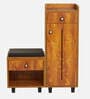 Footsie 12-Pairs Shoe Cabinet In Tan Finish With Seating