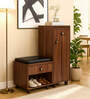 Footsie 12-Pairs Shoe Cabinet In Walnut Finish With Seating