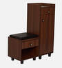 Footsie 12-Pairs Shoe Cabinet In Walnut Finish With Seating