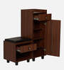 Footsie 12-Pairs Shoe Cabinet In Walnut Finish With Seating