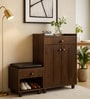 Footsie 16-Pairs Shoe Cabinet In Classic Walnut Finish With Seating