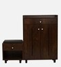 Footsie 16-Pairs Shoe Cabinet In Classic Walnut Finish With Seating