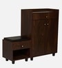 Footsie 16-Pairs Shoe Cabinet In Classic Walnut Finish With Seating