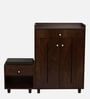 Footsie 16-Pairs Shoe Cabinet In Classic Walnut Finish With Seating