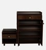 Footsie 16-Pairs Shoe Cabinet In Classic Walnut Finish With Seating