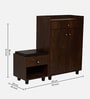 Footsie 16-Pairs Shoe Cabinet In Classic Walnut Finish With Seating