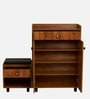 Footsie 16-Pairs Shoe Cabinet In Tan Finish With Seating